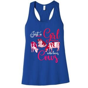 Farm Animal Farmer Girls Gift Just A Girl Who Loves Cow Gift Women's Racerback Tank