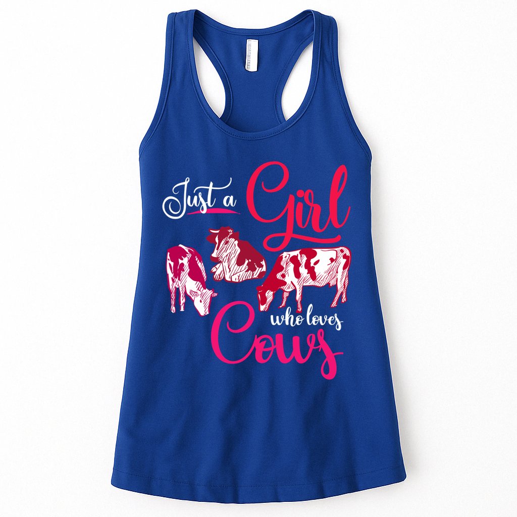 Farm Animal Farmer Girls Gift Just A Girl Who Loves Cow Gift Womens Tank Top