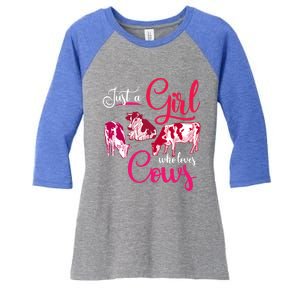 Farm Animal Farmer Girls Gift Just A Girl Who Loves Cow Gift Women's Tri-Blend 3/4-Sleeve Raglan Shirt