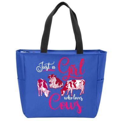 Farm Animal Farmer Girls Gift Just A Girl Who Loves Cow Gift Zip Tote Bag