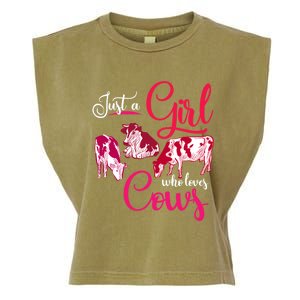 Farm Animal Farmer Girls Gift Just A Girl Who Loves Cow Gift Garment-Dyed Women's Muscle Tee