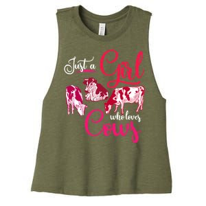 Farm Animal Farmer Girls Gift Just A Girl Who Loves Cow Gift Women's Racerback Cropped Tank