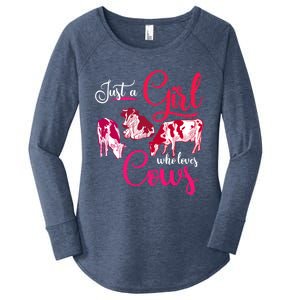 Farm Animal Farmer Girls Gift Just A Girl Who Loves Cow Gift Women's Perfect Tri Tunic Long Sleeve Shirt