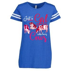 Farm Animal Farmer Girls Gift Just A Girl Who Loves Cow Gift Enza Ladies Jersey Football T-Shirt