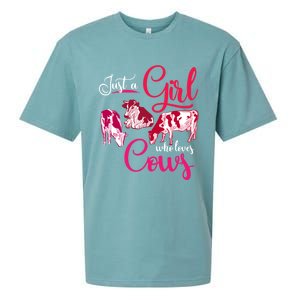 Farm Animal Farmer Girls Gift Just A Girl Who Loves Cow Gift Sueded Cloud Jersey T-Shirt