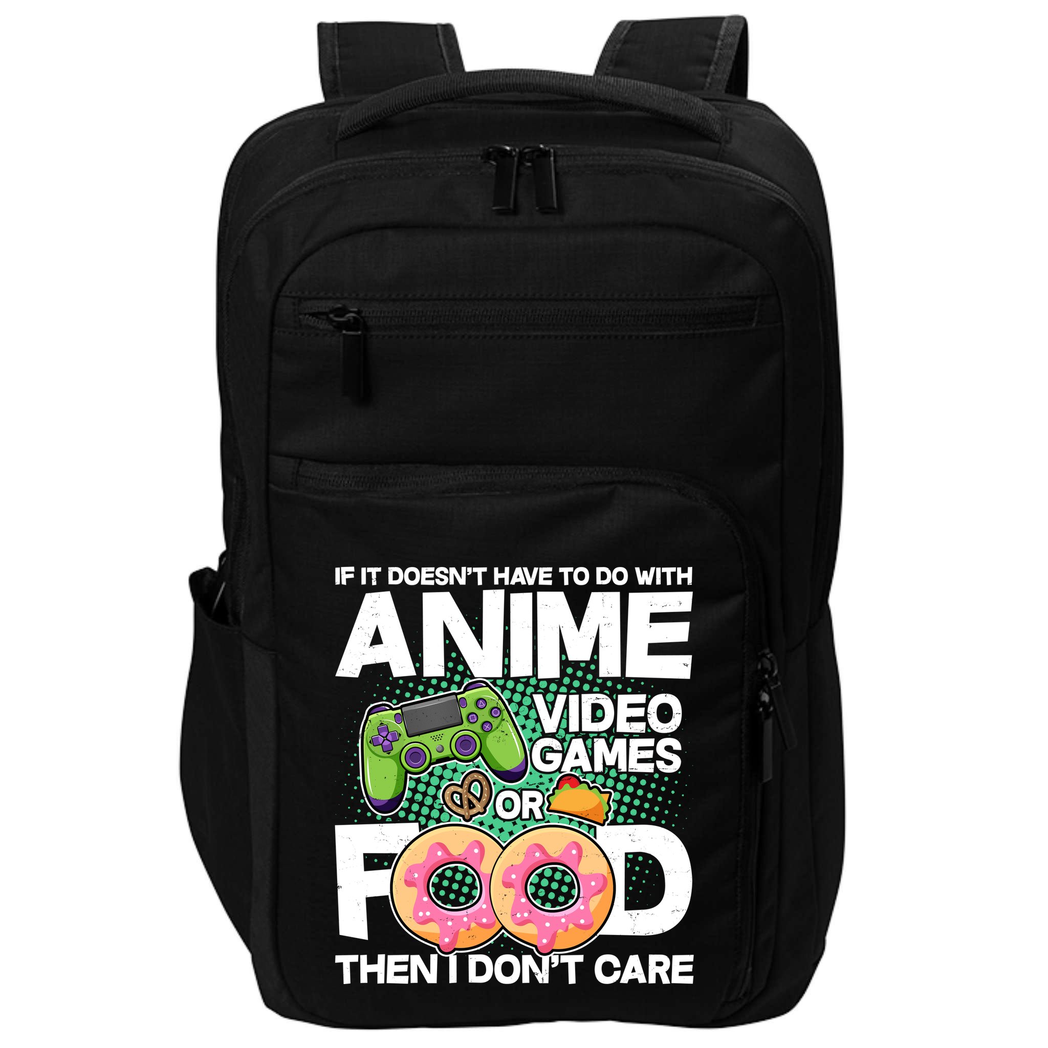 Funny Anime Food And Video Games Impact Tech Backpack