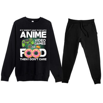 Funny Anime Food And Video Games Premium Crewneck Sweatsuit Set