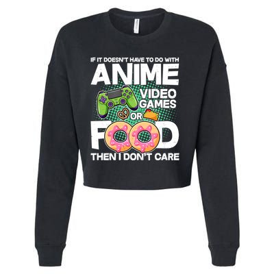 Funny Anime Food And Video Games Cropped Pullover Crew