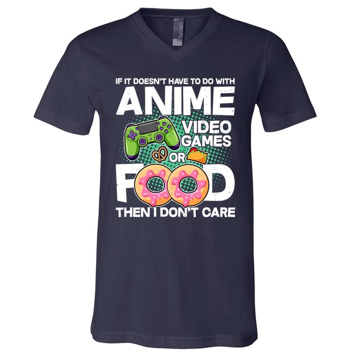 Funny Anime Food And Video Games V-Neck T-Shirt