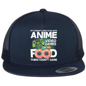 Funny Anime Food And Video Games Flat Bill Trucker Hat