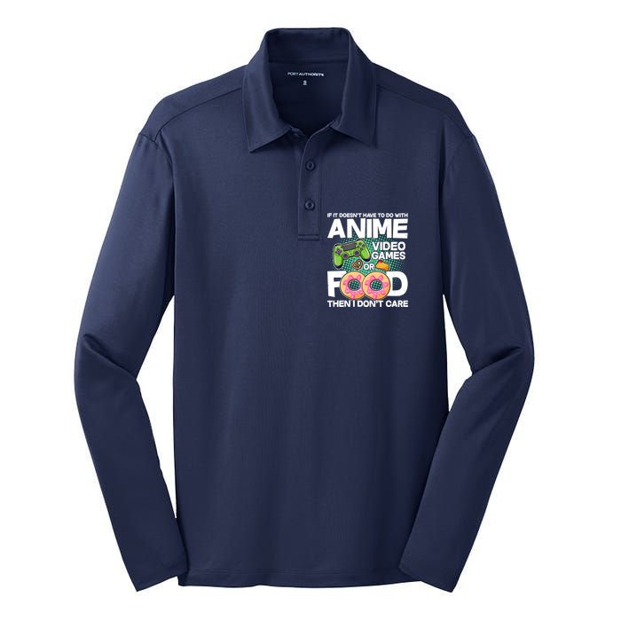 Funny Anime Food And Video Games Silk Touch Performance Long Sleeve Polo