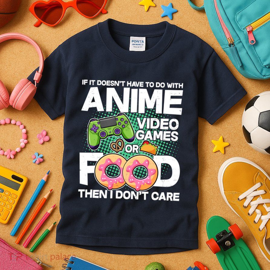 Funny Anime Food And Video Games Kids T-Shirt