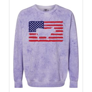 Farmer American Flag Cow Mom And Dad Gift Colorblast Crewneck Sweatshirt