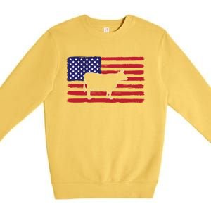 Farmer American Flag Cow Mom And Dad Gift Premium Crewneck Sweatshirt