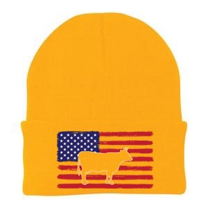 Farmer American Flag Cow Mom And Dad Gift Knit Cap Winter Beanie