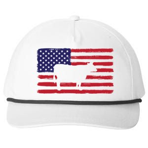 Farmer American Flag Cow Mom And Dad Gift Snapback Five-Panel Rope Hat