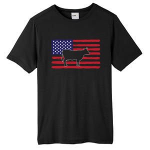 Farmer American Flag Cow Mom And Dad Gift Tall Fusion ChromaSoft Performance T-Shirt