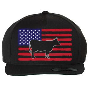 Farmer American Flag Cow Mom And Dad Gift Wool Snapback Cap