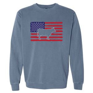 Farmer American Flag Cow Mom And Dad Gift Garment-Dyed Sweatshirt