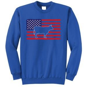 Farmer American Flag Cow Mom And Dad Gift Sweatshirt