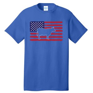 Farmer American Flag Cow Mom And Dad Gift Tall T-Shirt