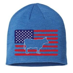 Farmer American Flag Cow Mom And Dad Gift Sustainable Beanie