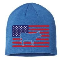 Farmer American Flag Cow Mom And Dad Gift Sustainable Beanie