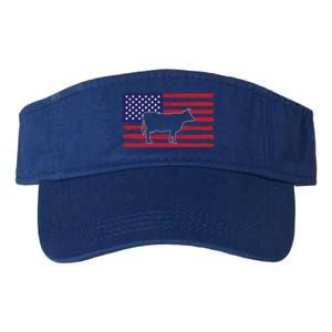 Farmer American Flag Cow Mom And Dad Gift Valucap Bio-Washed Visor