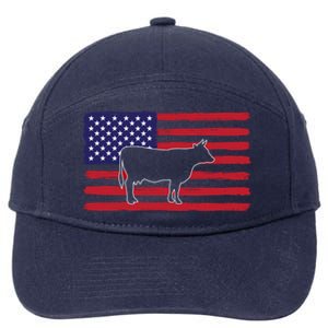 Farmer American Flag Cow Mom And Dad Gift 7-Panel Snapback Hat