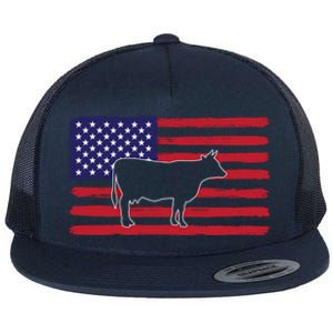 Farmer American Flag Cow Mom And Dad Gift Flat Bill Trucker Hat