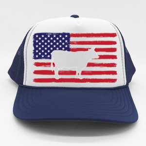 Farmer American Flag Cow Mom And Dad Gift Trucker Hat