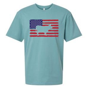 Farmer American Flag Cow Mom And Dad Gift Sueded Cloud Jersey T-Shirt