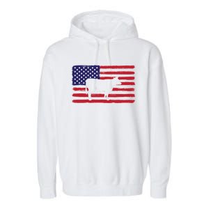 Farmer American Flag Cow Mom And Dad Gift Garment-Dyed Fleece Hoodie