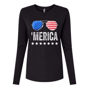 Funny American Flag Patriotic Fourth Womens Cotton Relaxed Long Sleeve T-Shirt