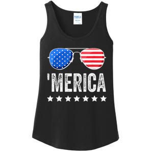 Funny American Flag Patriotic Fourth Ladies Essential Tank