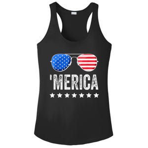 Funny American Flag Patriotic Fourth Ladies PosiCharge Competitor Racerback Tank