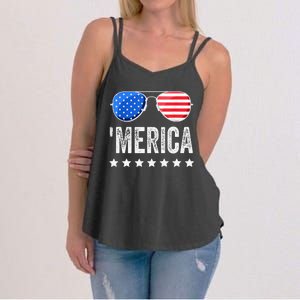 Funny American Flag Patriotic Fourth Women's Strappy Tank