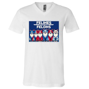 Felines Against Felons V-Neck T-Shirt