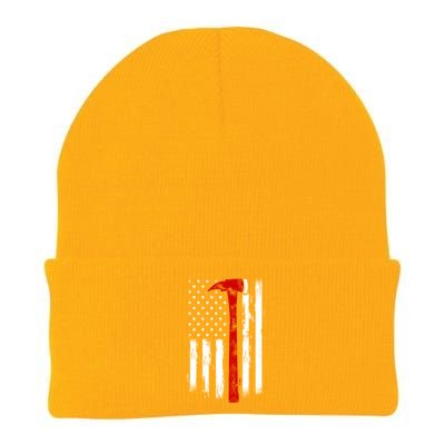 Fire Ax Fire Departt Firefighter American Axe Flag Gift Knit Cap Winter Beanie