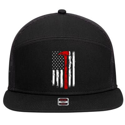 Fire Ax Fire Departt Firefighter American Axe Flag Gift 7 Panel Mesh Trucker Snapback Hat