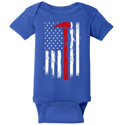 Fire Ax Fire Departt Firefighter American Axe Flag Gift Baby Bodysuit