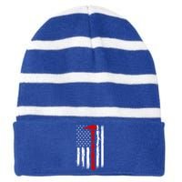 Fire Ax Fire Departt Firefighter American Axe Flag Gift Striped Beanie with Solid Band