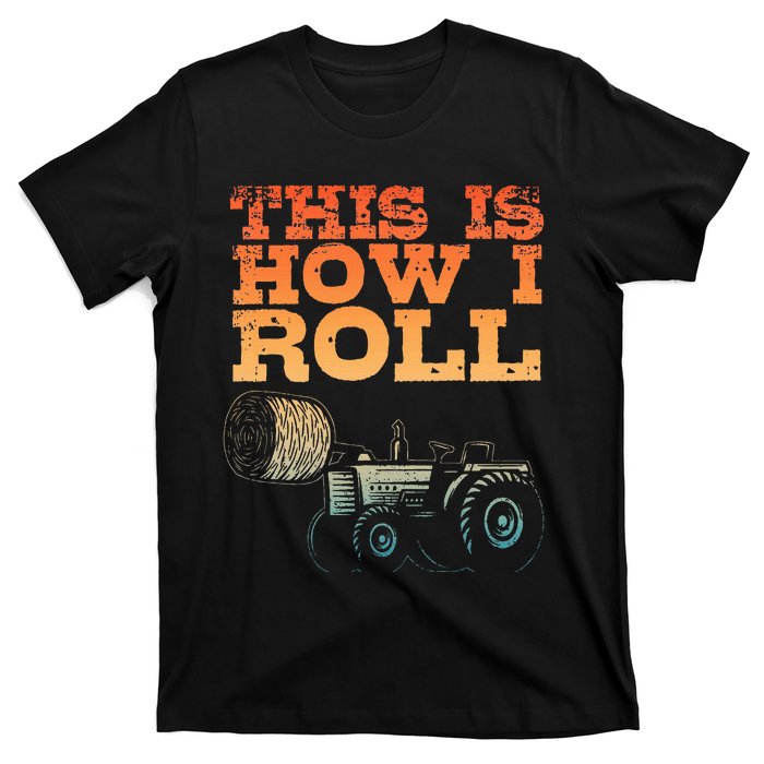 Farmer Art For Women Tractor Farming Hay Bale Cow Farmer T-Shirt