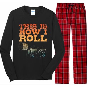 Farmer Art For Women Tractor Farming Hay Bale Cow Farmer Long Sleeve Pajama Set