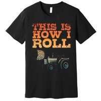 Farmer Art For Women Tractor Farming Hay Bale Cow Farmer Premium T-Shirt