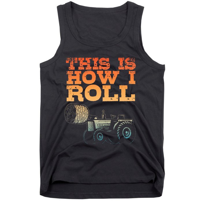 Farmer Art For Women Tractor Farming Hay Bale Cow Farmer Tank Top