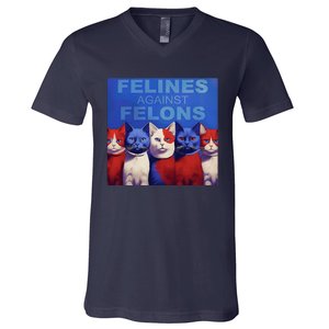 Felines Against Felons V-Neck T-Shirt