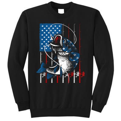 Fishing Art For Women American Flag Usa Fishing Lover Tall Sweatshirt