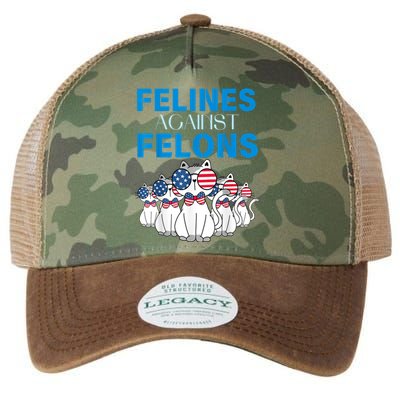 Felines Against Felons Funny Donald Trump 2024 Cat Gift Legacy Tie Dye Trucker Hat