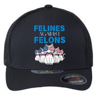 Felines Against Felons Funny Donald Trump 2024 Cat Gift Flexfit Unipanel Trucker Cap